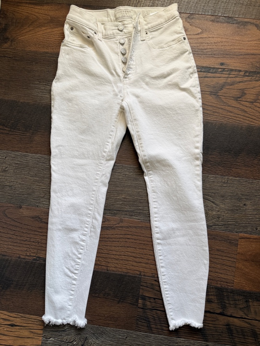 Lucky Brand High-Rise White Button-Fly Jeans